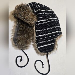 Mens Russian Trapper Hat Faux Fur Winter Thick Knit Aviator Style Snowboard Ski